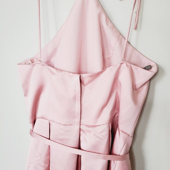 GATHER & GOWN Pink Satin Bridesmaid Formal A-Line Dress - Picture 7 of 15